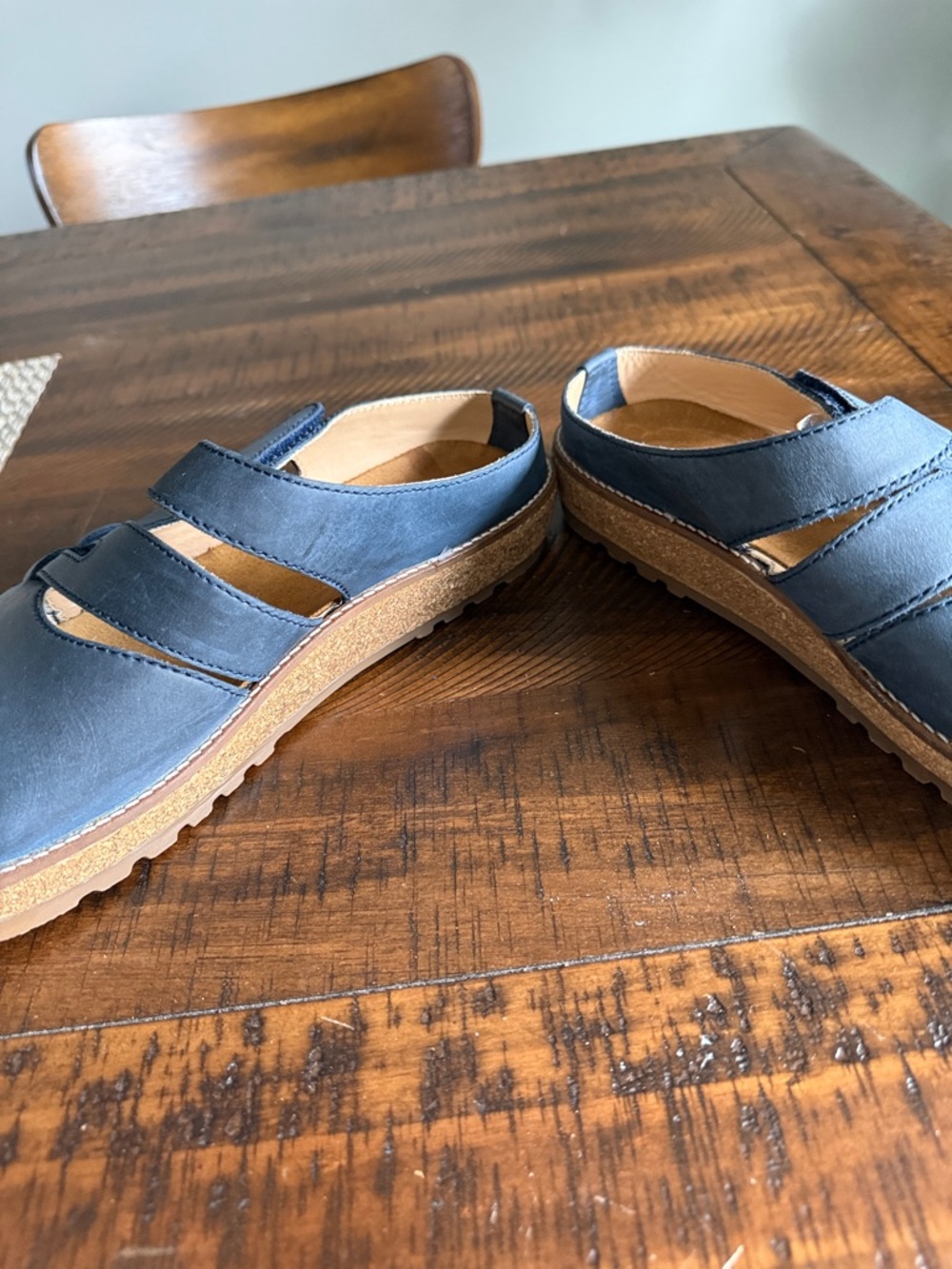 Haflinger Navy Blue Leather Clog Mules - Picture 6 of 8